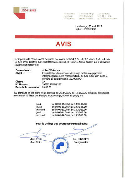 Avis Arthur Welter