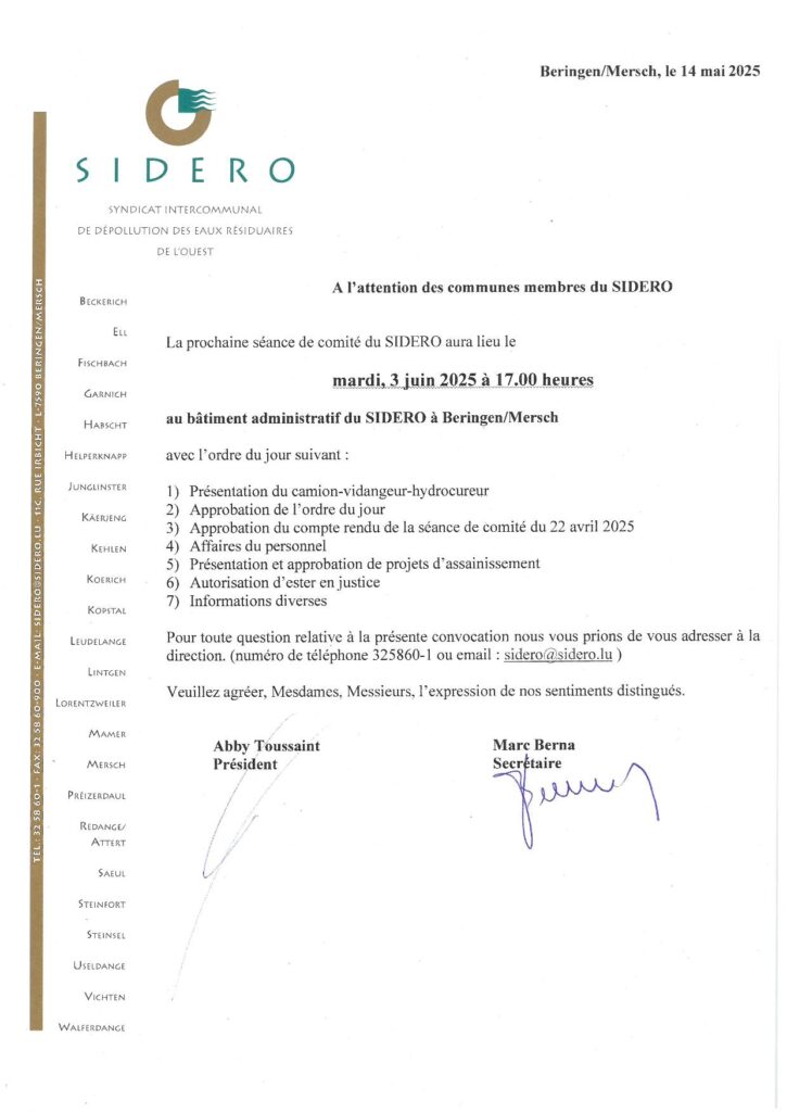 Réunion Comité Sidero