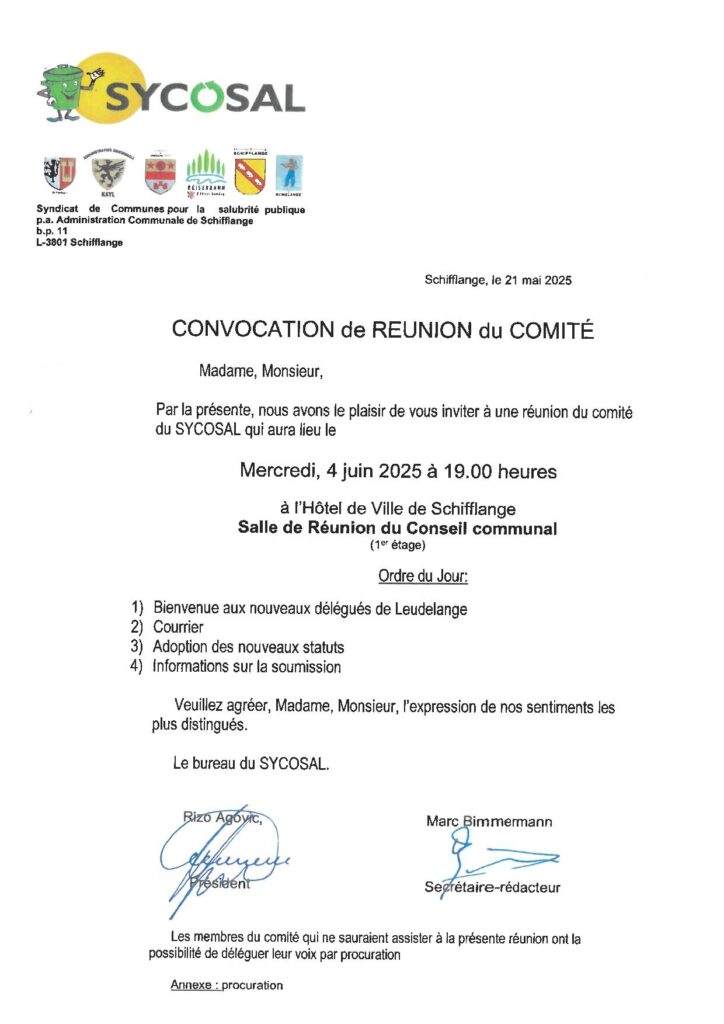 Réunion comité Sycosal