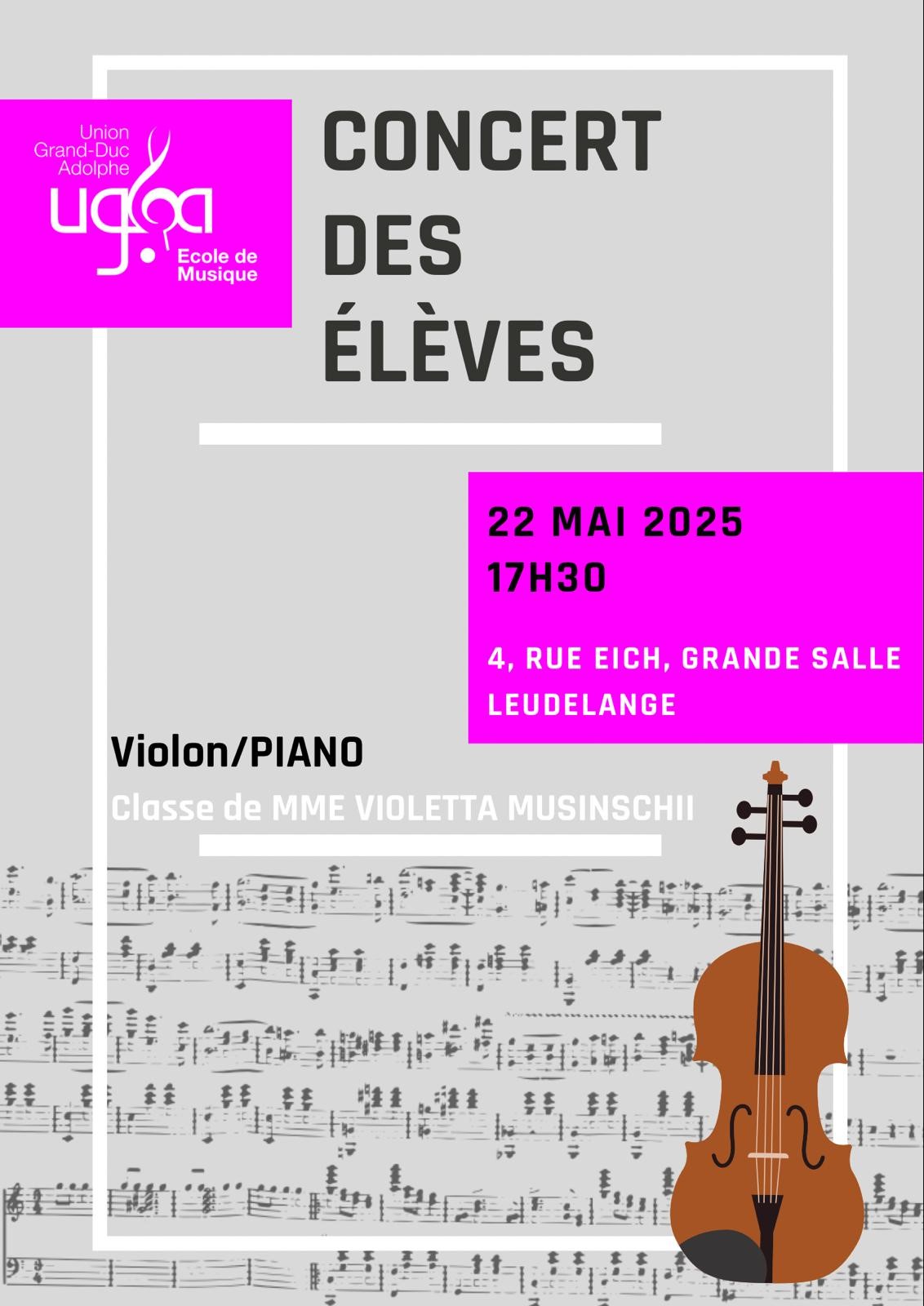 Concert des élèves de la Classe de Violetta Musinschii