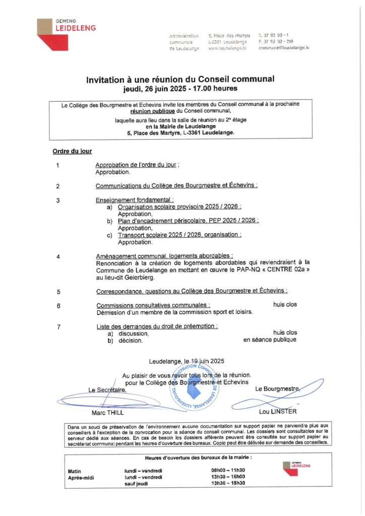 Séance Conseil communal