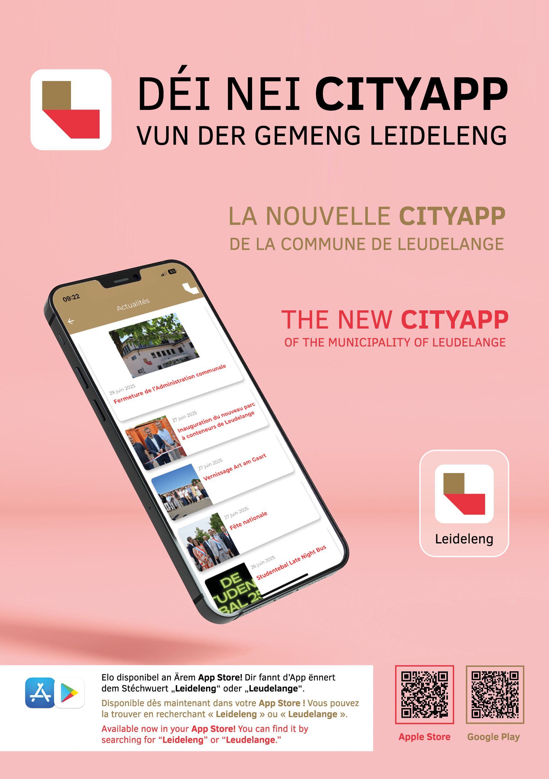 La nouvelle CityAPP de la Commune de Leudelange est disponible