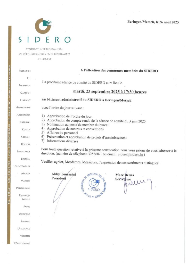 Sidero réunion comité