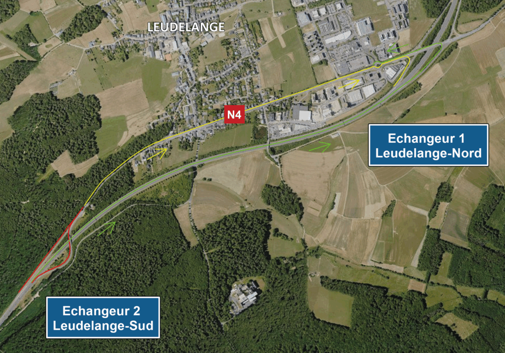 Chantier sur l’échangeur Leudelange-Sud 12. – 15.09.2025