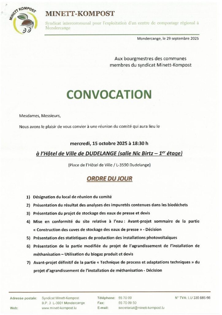 Minett – Kompost réunion comité