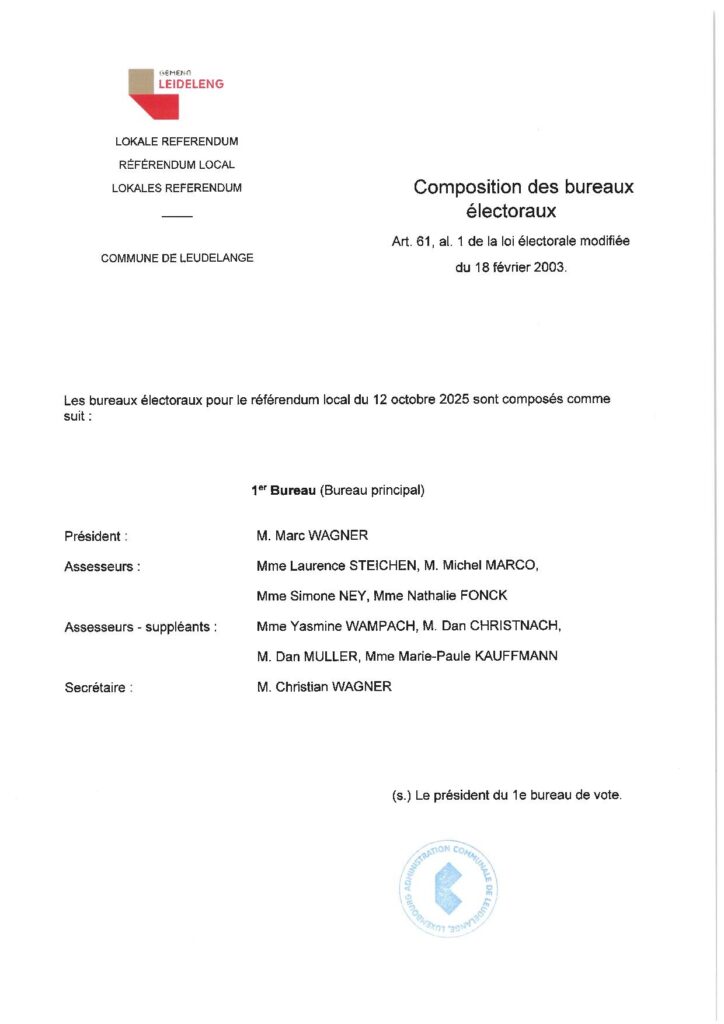 Référendum local du 12 octobre 2025, composition des bureaux de vote