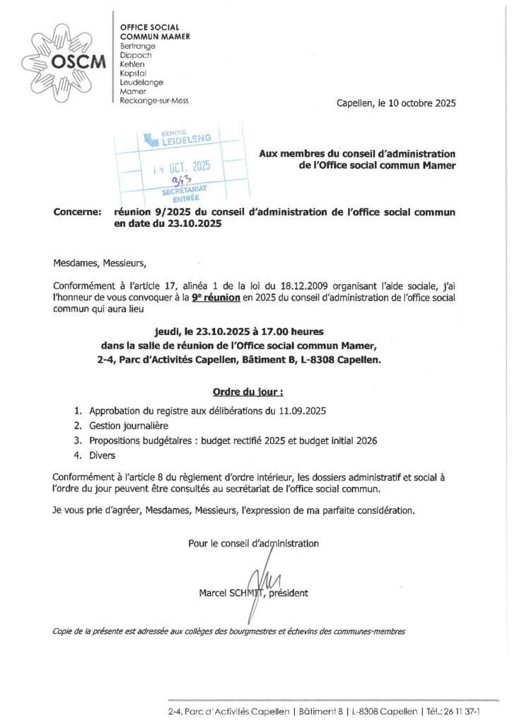 Réunion comité OSCM