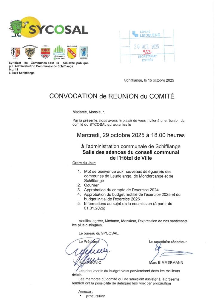 Sycosal réunion comité