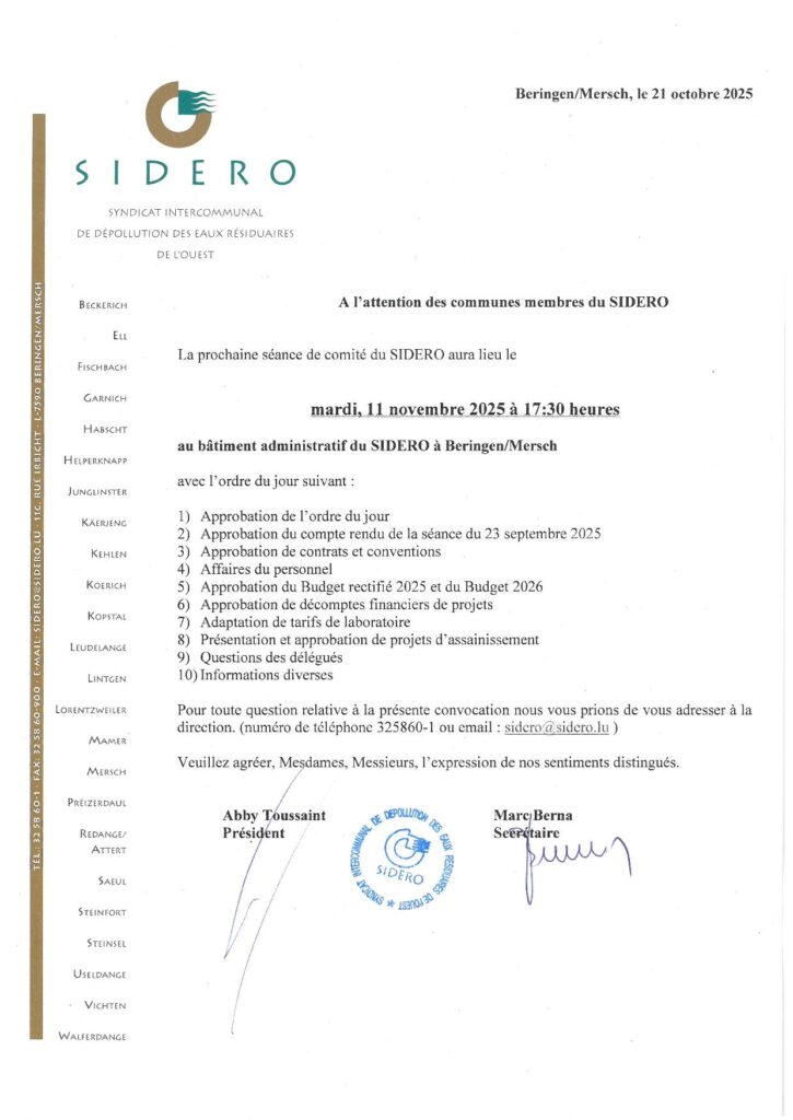 Réunion comité Sidero