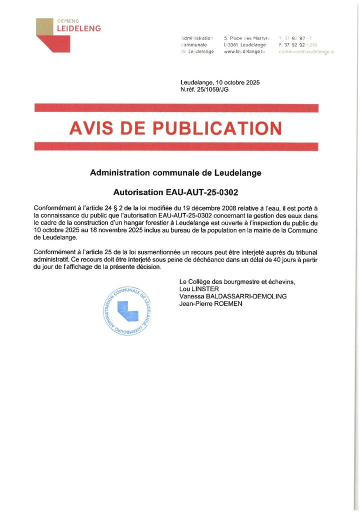 Autorisation EAU-AUT 250302 Hangar forestier