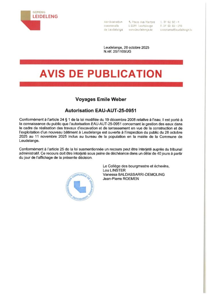 AVIS DE PUBLICATION Voyages Emile Weber