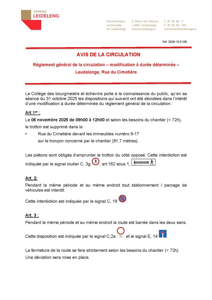Rue du Cimetière – Travaux