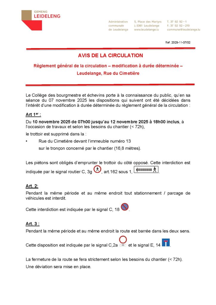 Rue du Cimetière – Travaux