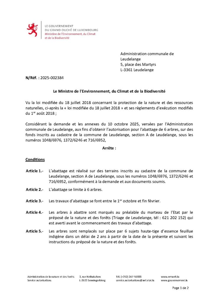 Abattage de six arbres