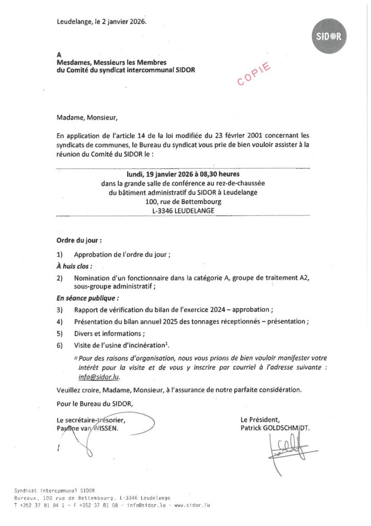 Sidor réunion comité