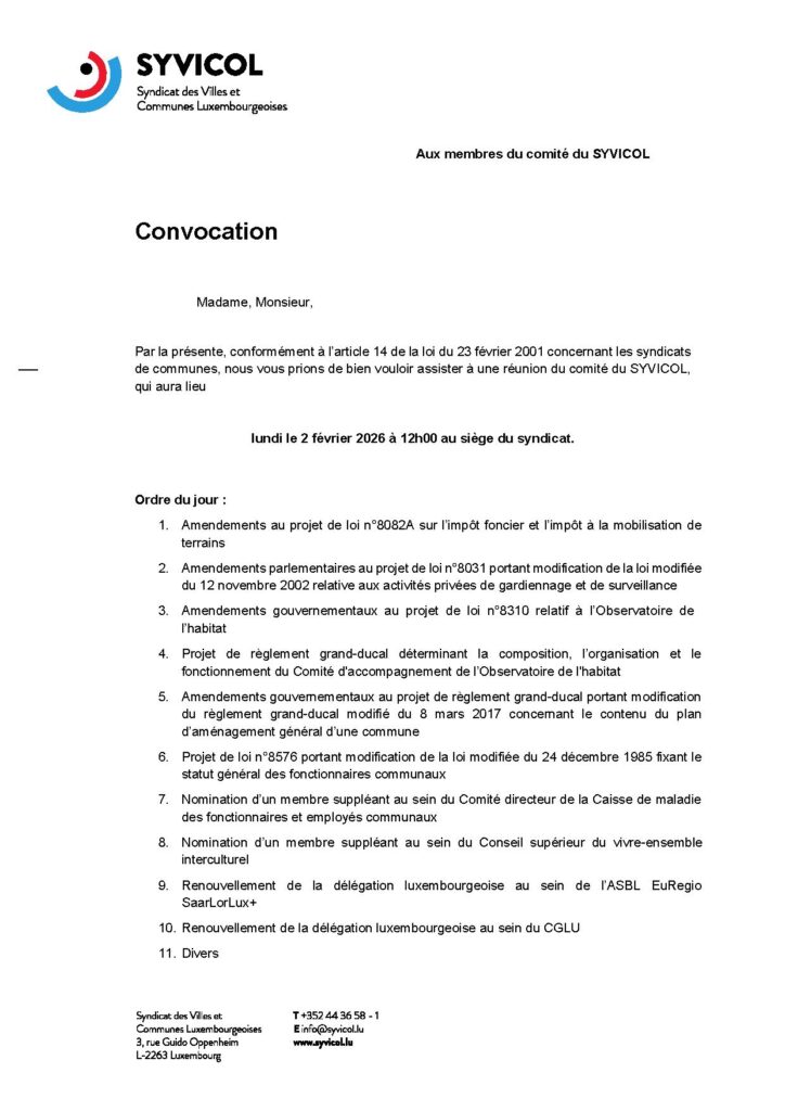 Syvicol réunion comité