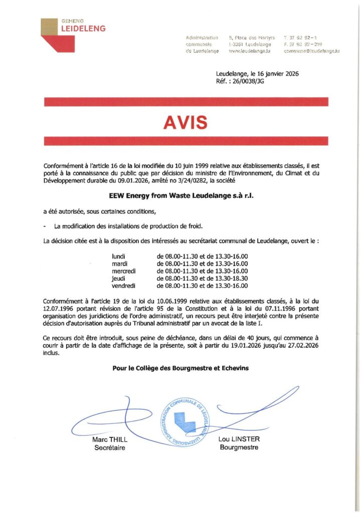 EEW Energy from Waste Leudelange Sarl