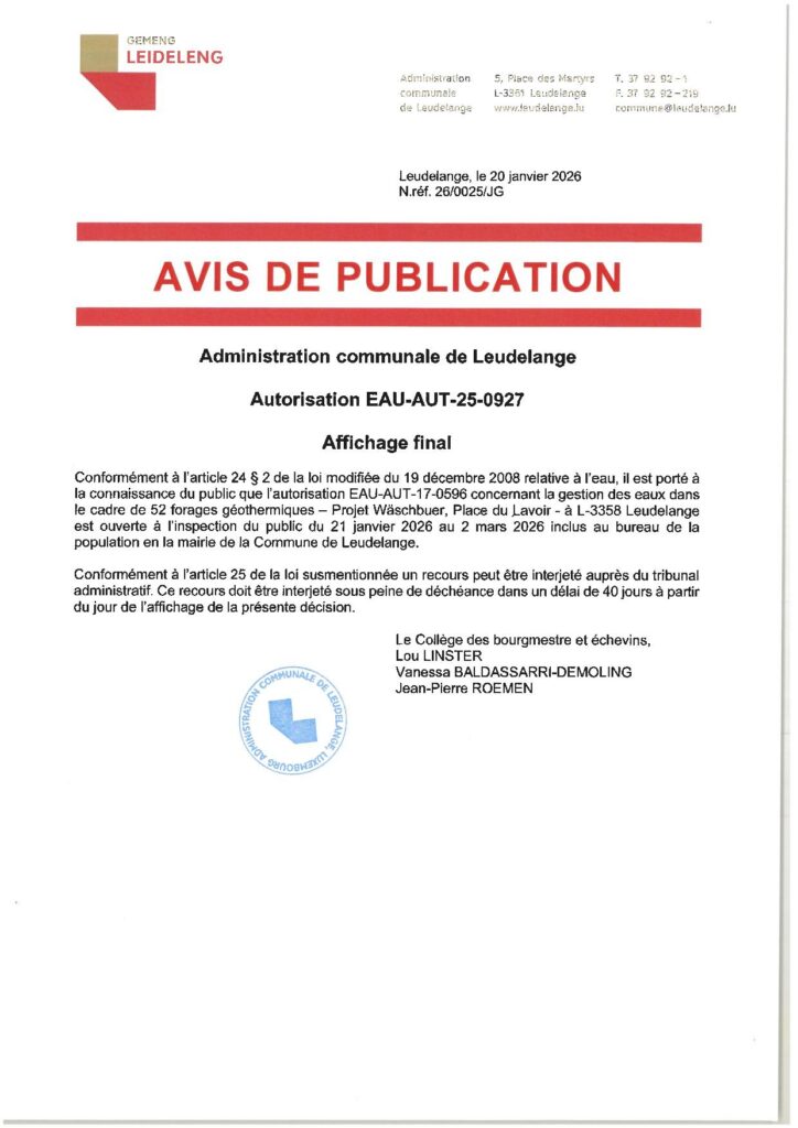 52 forages géothermiques projet Wäschbuer