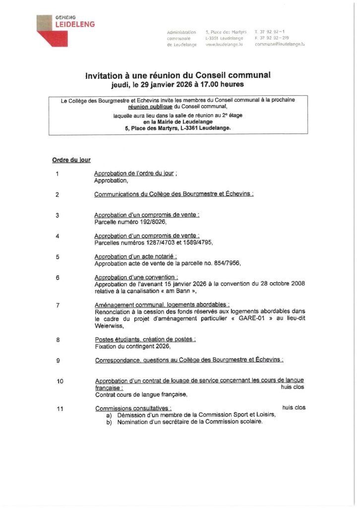 Séance Conseil communal