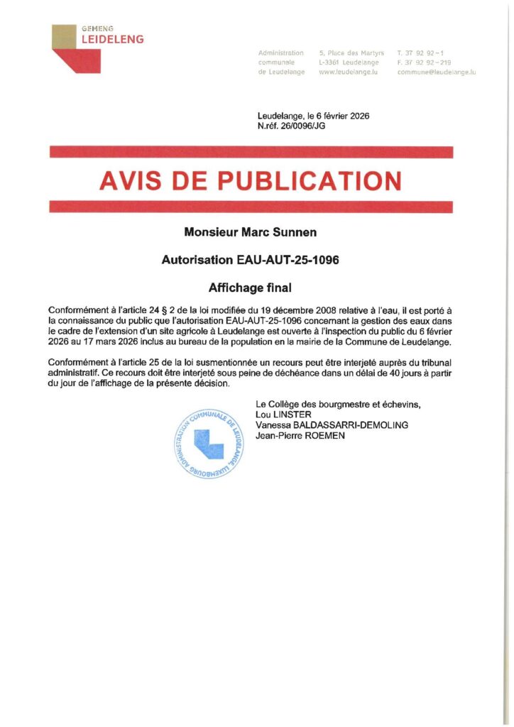 Autorisation – gestion des eaux dans le cadre de l&rsquo;extension d&rsquo;un site agricole