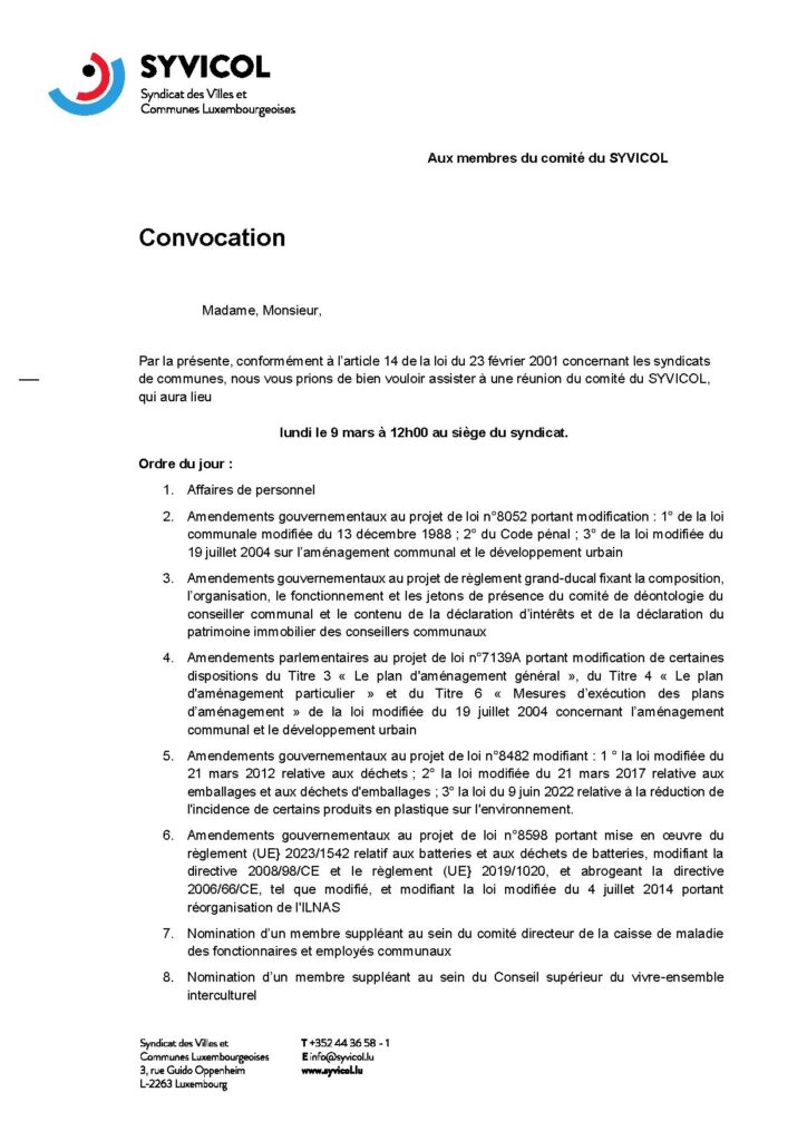 Syvicol réunion comité