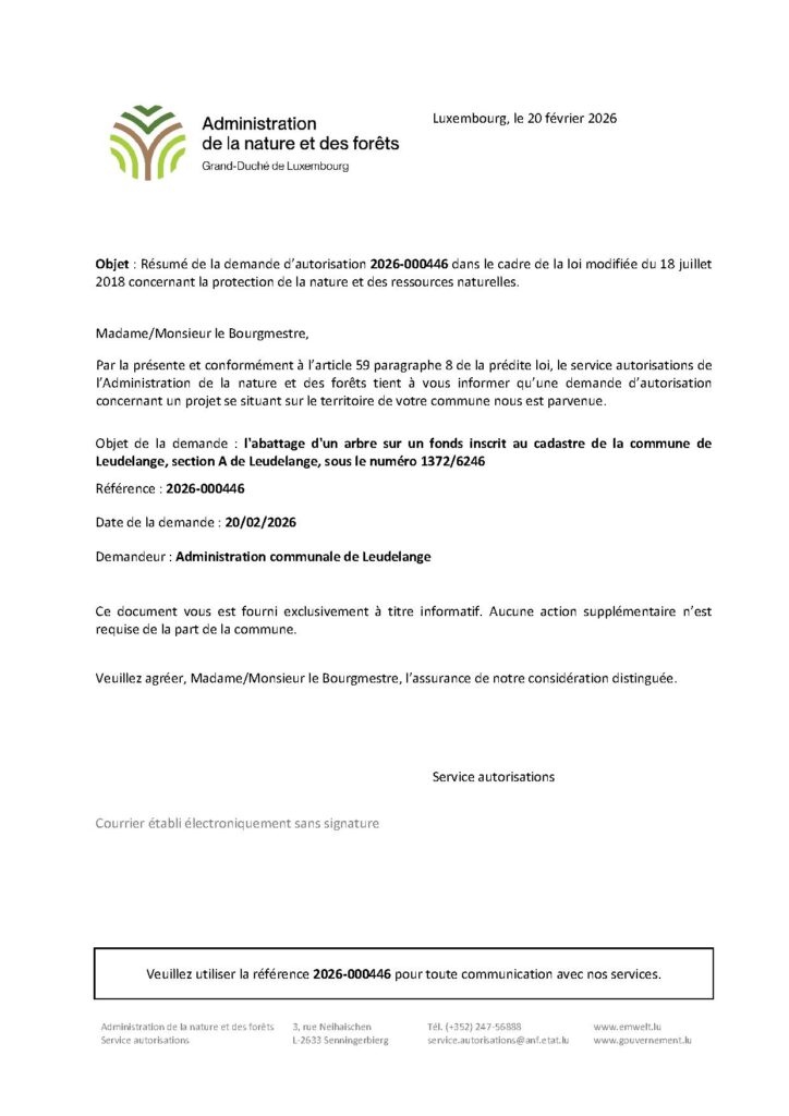 Demande d&rsquo;autorisation – abattage d&rsquo;un arbre