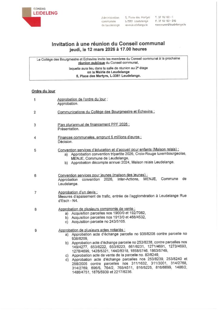 Séance du Conseil communal