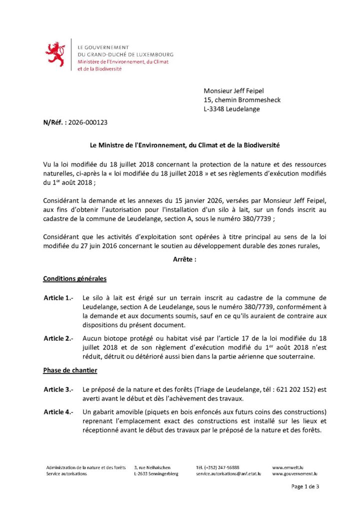 Installation d&rsquo;un silo à lait