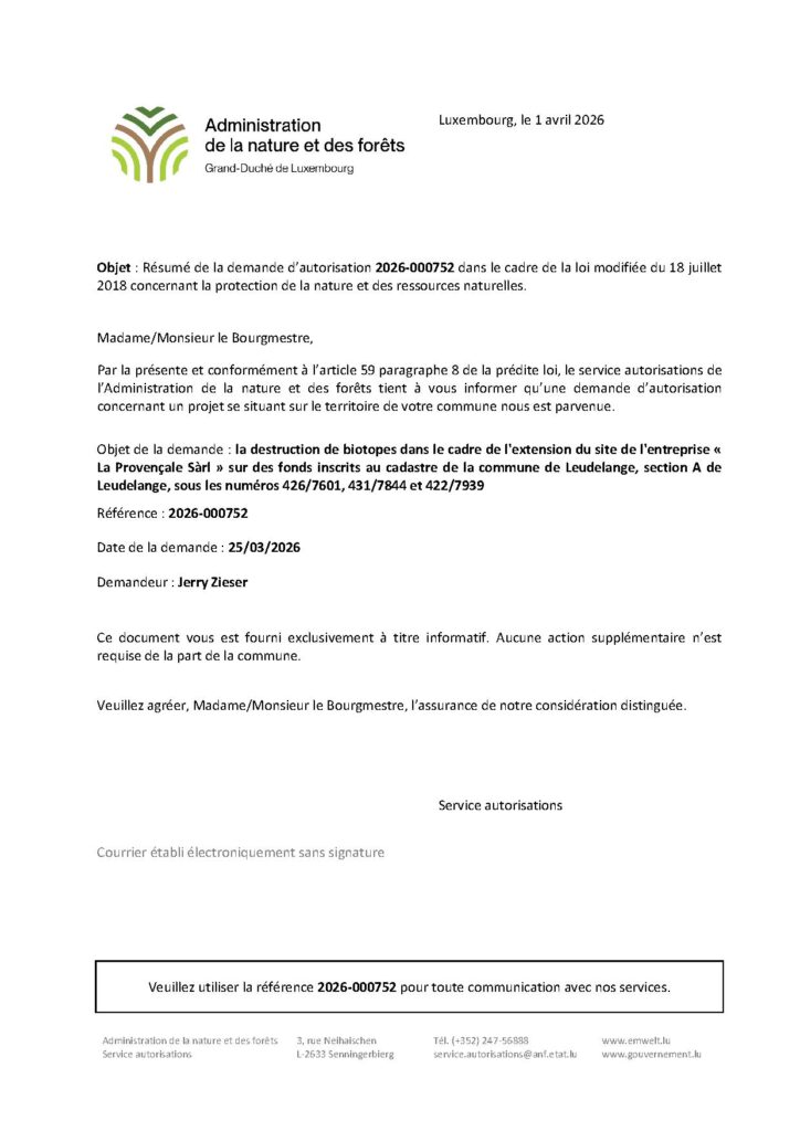 Demande d&rsquo;autorisation – destruction de biotopes