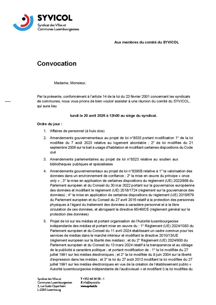 Syvicol réunion comité