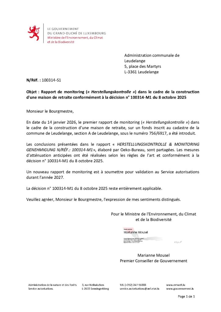 Rapport de monitoring – construction maison de retraite