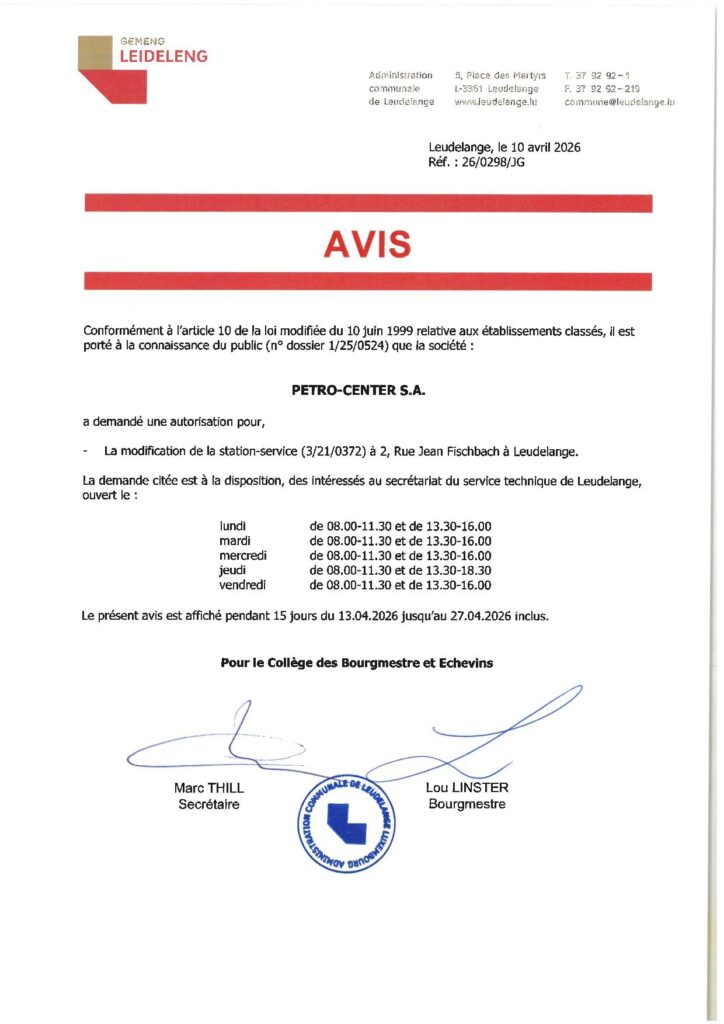 Demande d&rsquo;autorisation modification station-service