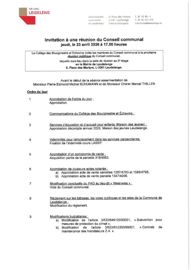 Séance Conseil communal – 23.04