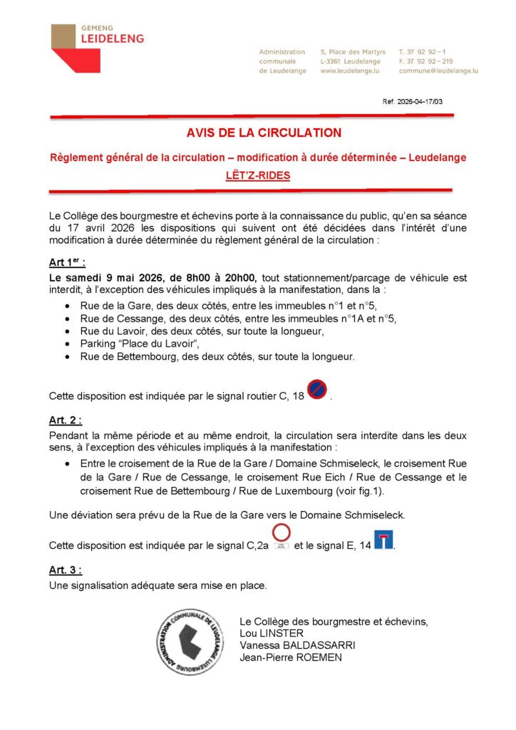 Avis de circulation – Lëtz Ride