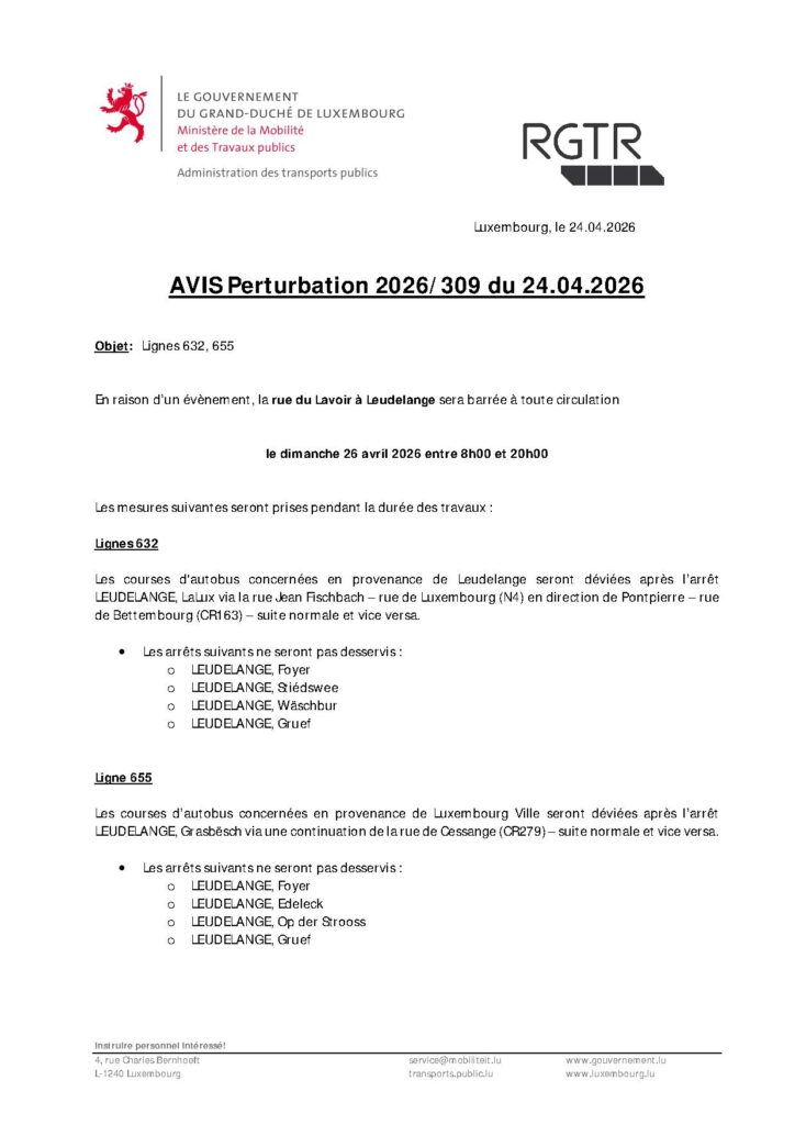 Avis de circulation – Rue du Lavoir