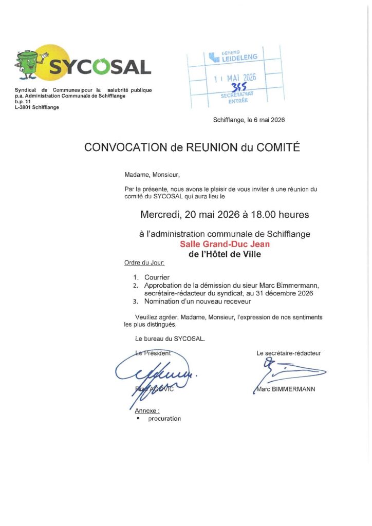 Réunion comité Sycosal