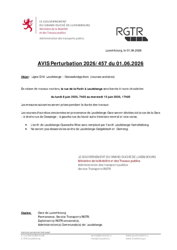 Avis RGTR – Ligne D48