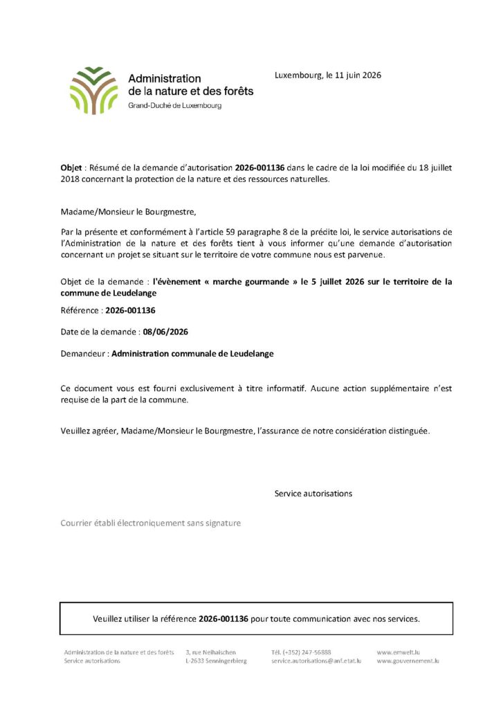 Demande d&rsquo;autorisation ANF – Marche Gourmande