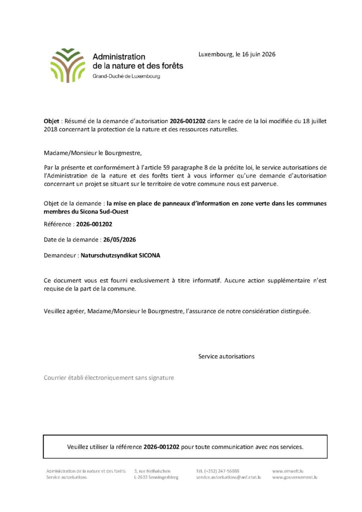 Demande d&rsquo;autorisation ANF – panneaux d&rsquo;information