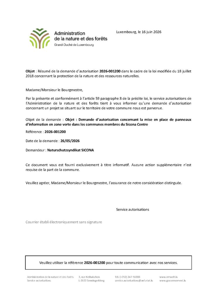 Demande d&rsquo;autorisation ANF – panneaux d&rsquo;information