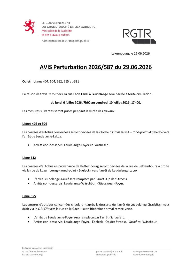 Avis de perturbation – RGTR