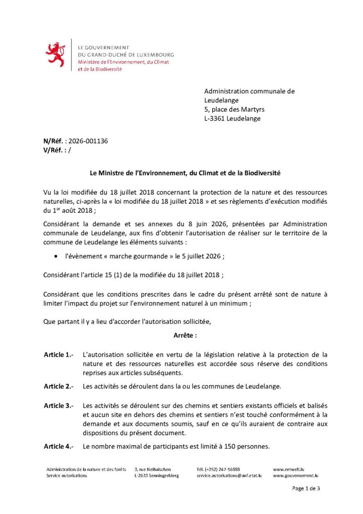Demande d&rsquo;autorisation – marche gourmande