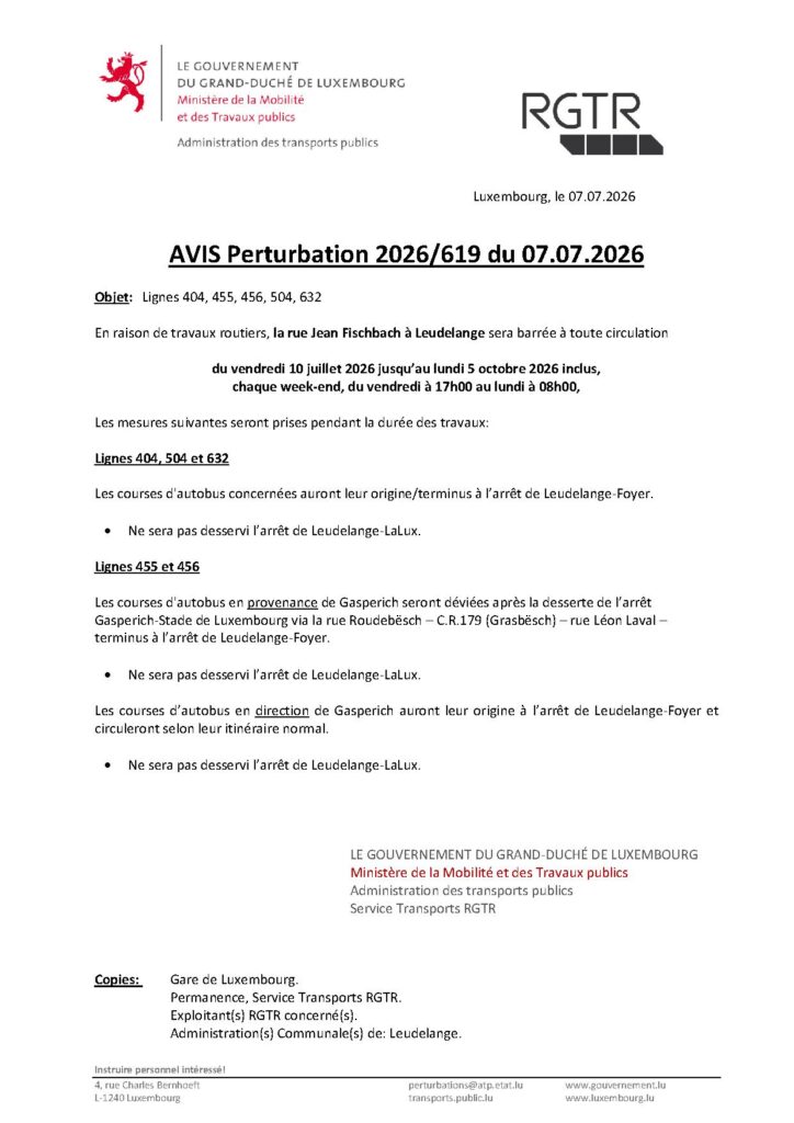 Avis perturbation – RGTR