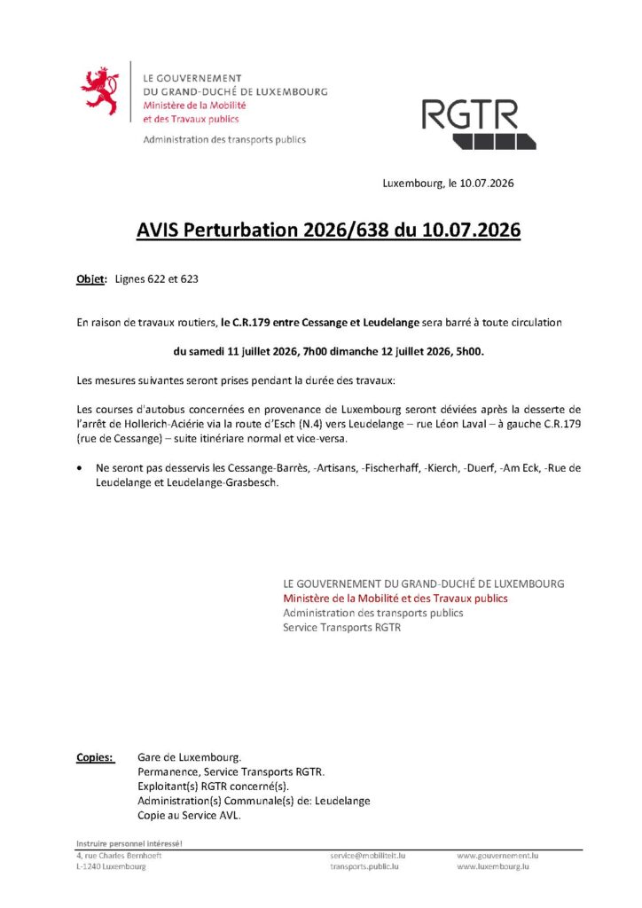 Avis perturbation – RGTR