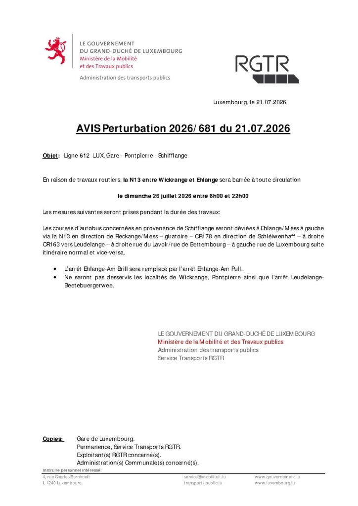 Avis de perturbation – RGTR