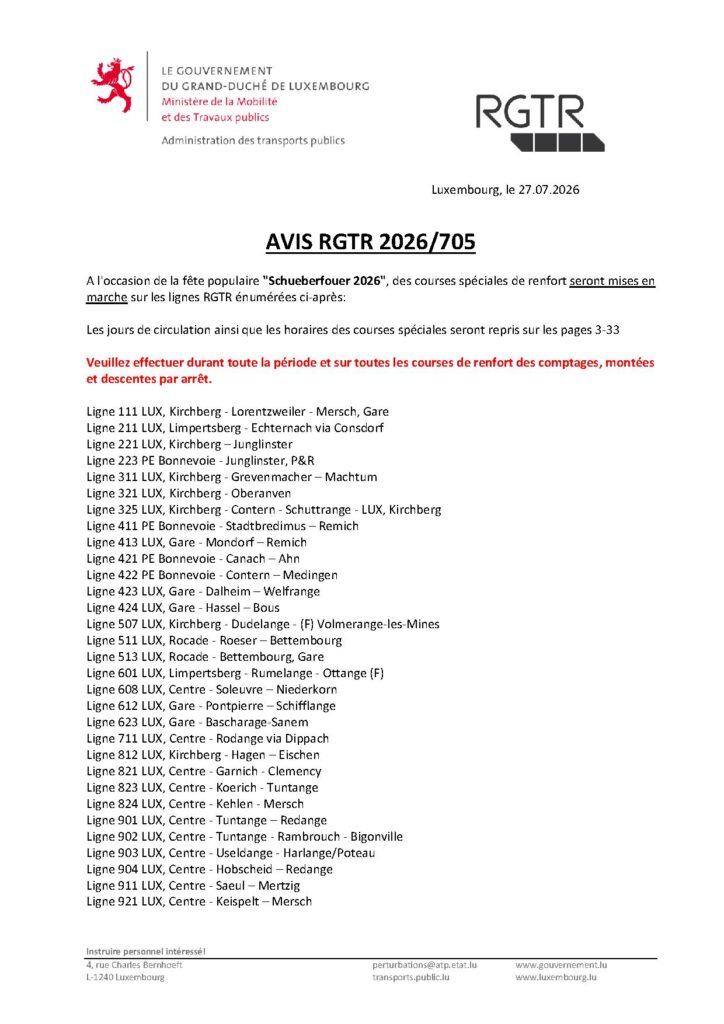 Avis RGTR – Schueberfouer 2026