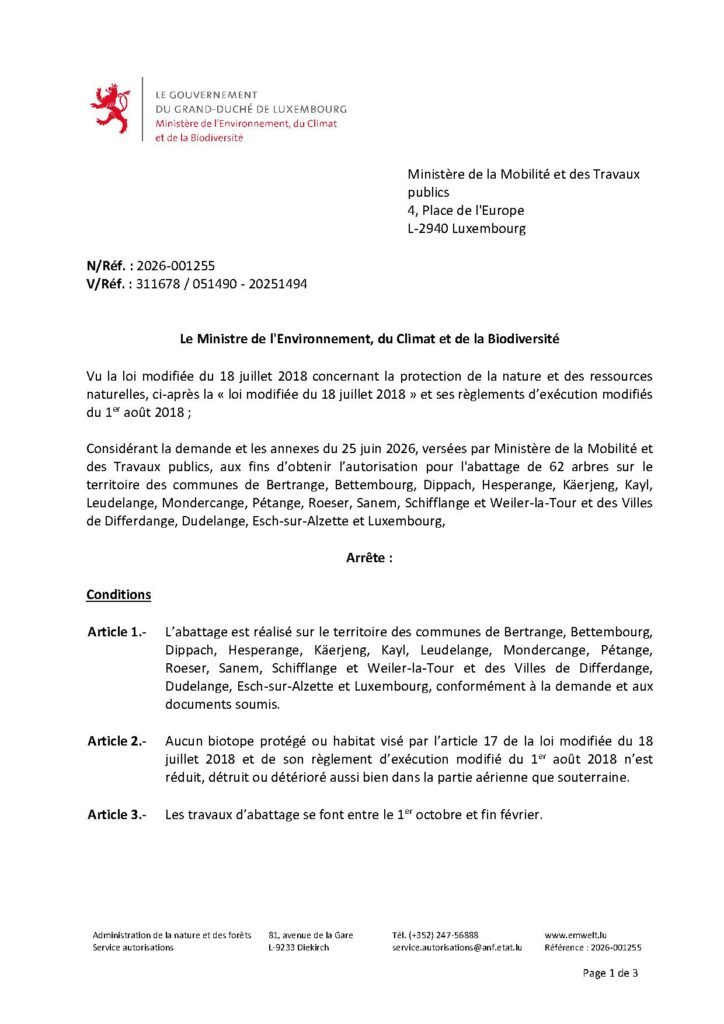 Abattage de 62 arbres