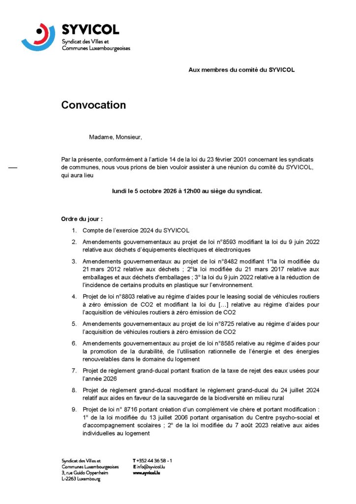 Réunion comité Syvicol