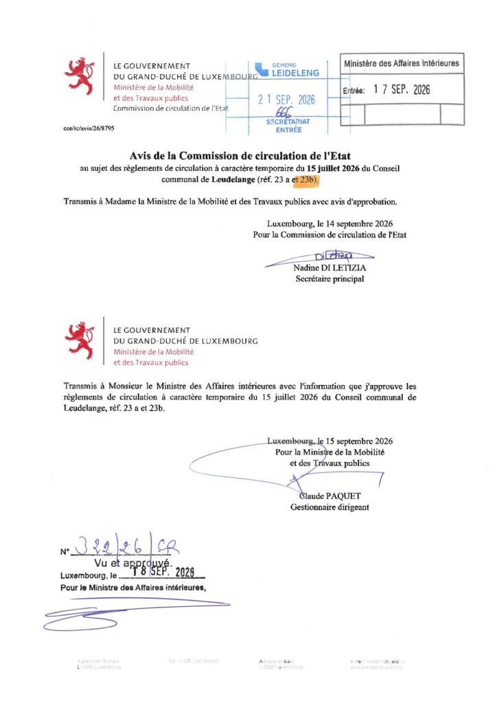 Avis de la Commission de Circulation de l&rsquo;Etat / Rue Eich