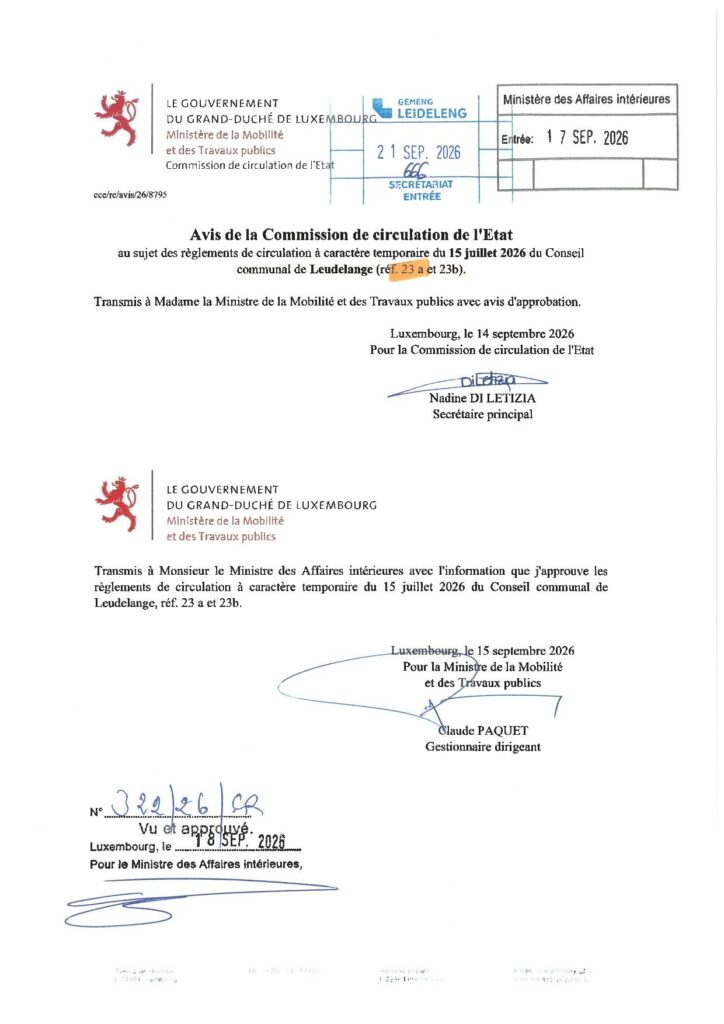 Avis de la Commission de Circulation de l&rsquo;Etat /  Rue Jean Fischbach